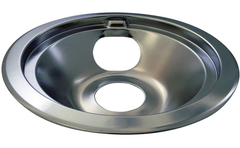 62241 GE Stove Shallow-Draw Drip Pan with Trim Ring, Dishwasher Safe, Bright Chrome, 6-in J9259