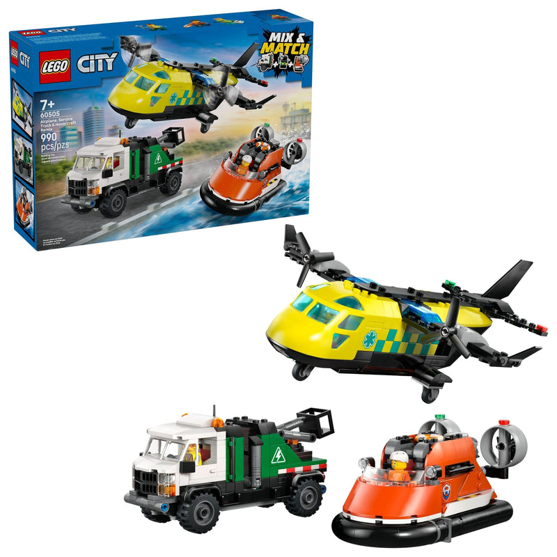 City Airplane Service, Truck & Hovercraft Remix Building Set - 60505, 990-pcs, Ages 7+ F4203