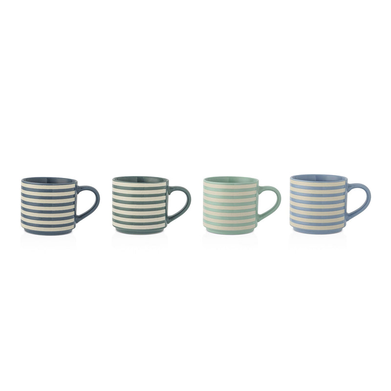 Blue Strip Stackable Mugs, Assorted Colours, 4-pk X5635