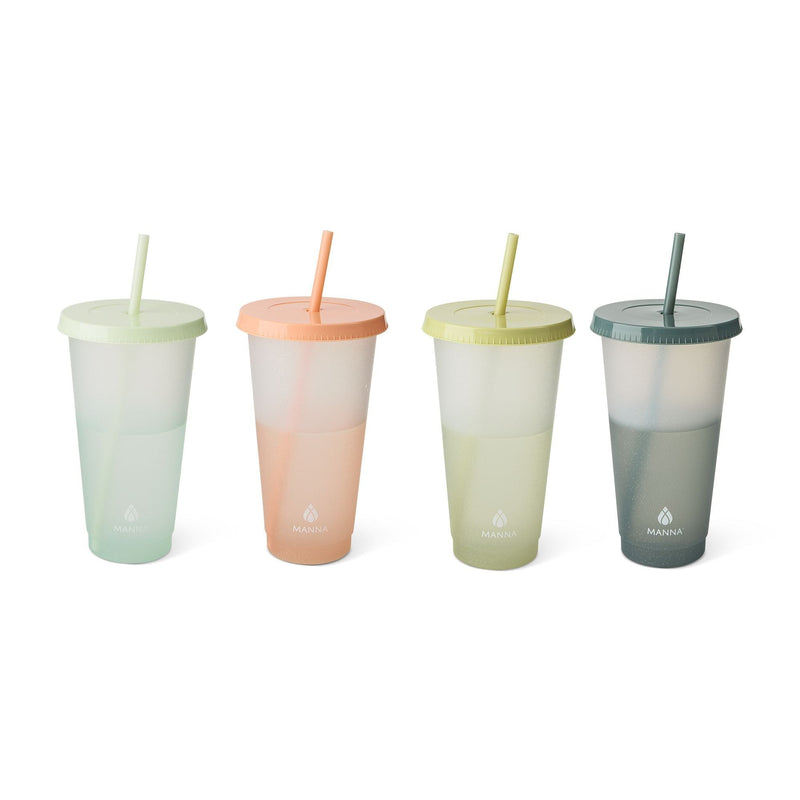 Colour Changing Glitter Plastic Tumbler with Splashproof Lid, 24-oz, 4-pk K2916