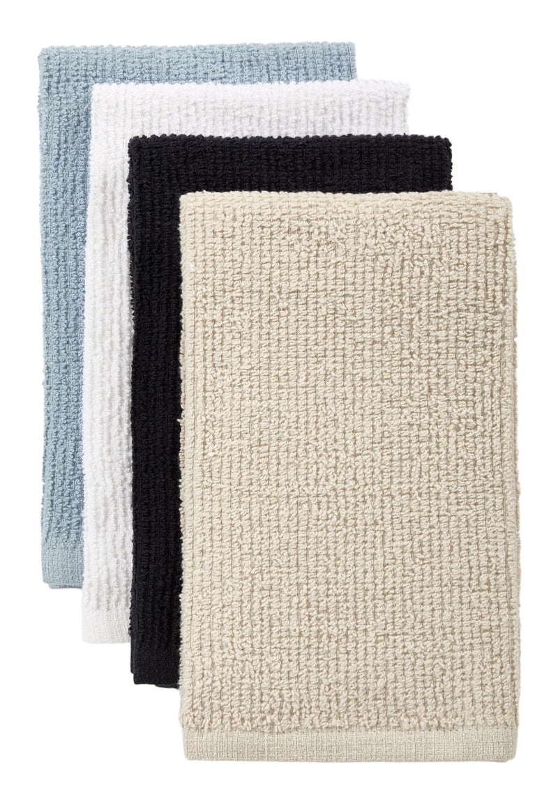 Bar Mop Kitchen Towels, Black, Grey, Blue & White, 16-in, 4-pk M2341