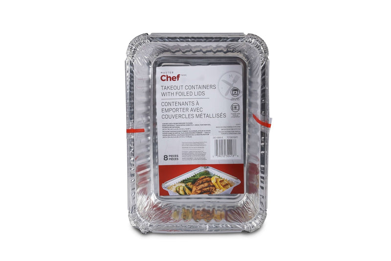 Disposable Foil Take Out Food Storage Container with Lid, 3-lb, 4-pk I6972