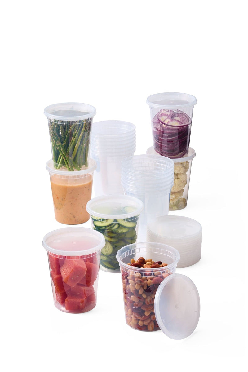 Round Plastic Deli-Style Food Storage Container Set, 32-oz, 40-pc O9500
