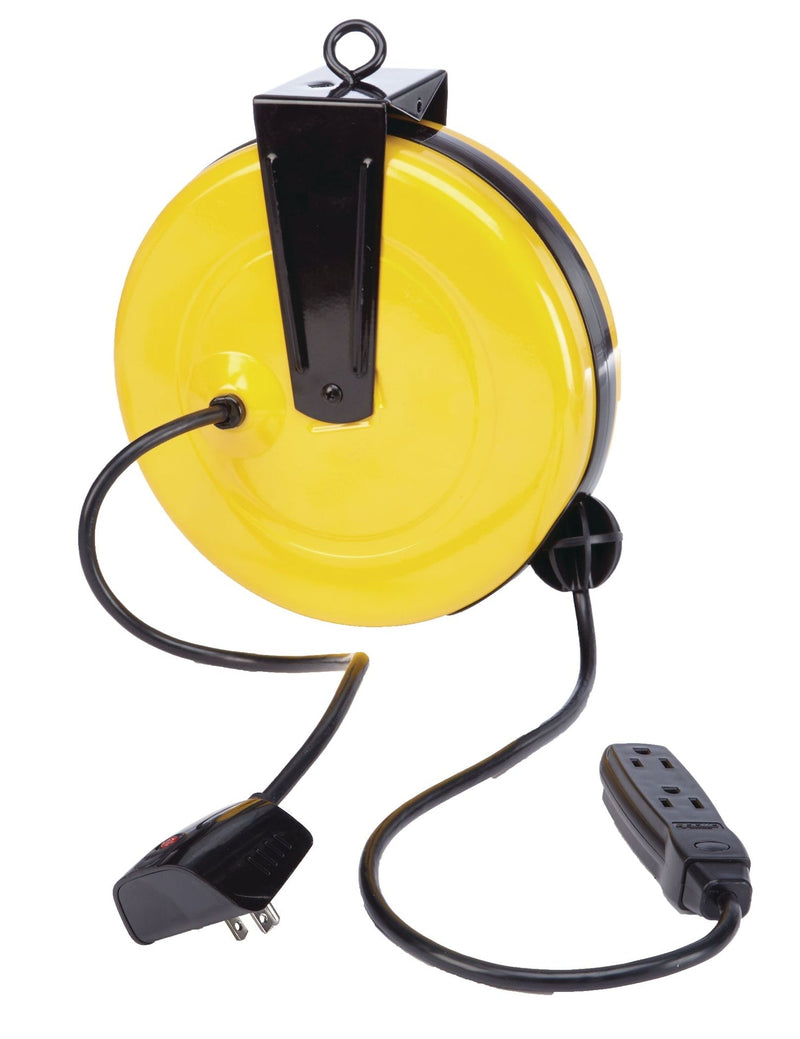30-ft 16/3 Retractactabe Extension Cord Reel with 3 Grounded Outlets A701