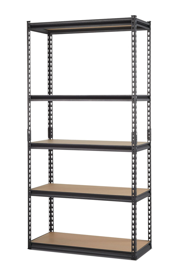 Adjustable 5-Shelf Steel Metal & Wood Storage Rack / Shelving Unit, 36 x 16 x 72-in F8030