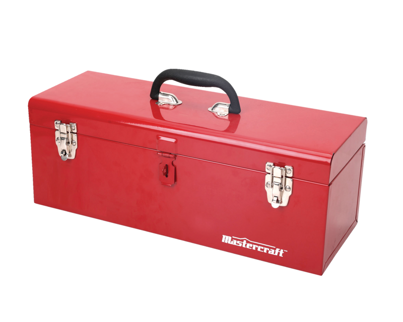 Portable Metal Hip Roof Tool Box with Removable Tray, 19-in, Red P3441
