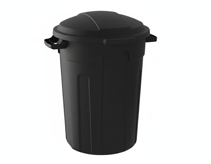 Resin Circular Outdoor Garbage Can with Lid, Black, 121-L R1200