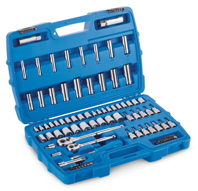 Socket Set, 95-pc, SAE / Metric, CRV, Nickel-Chrome Plating I2625