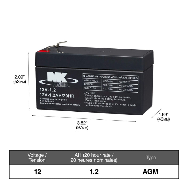 12-Volt 1.2 Ah SLA Battery, F1 Terminal Y8753