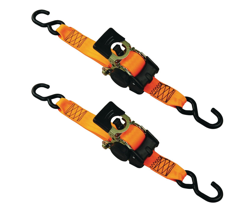 3,300-lb Retractable Heavy-Duty Ratchet Tie Down Straps, 2-in x 10-ft, 2-pk V2006