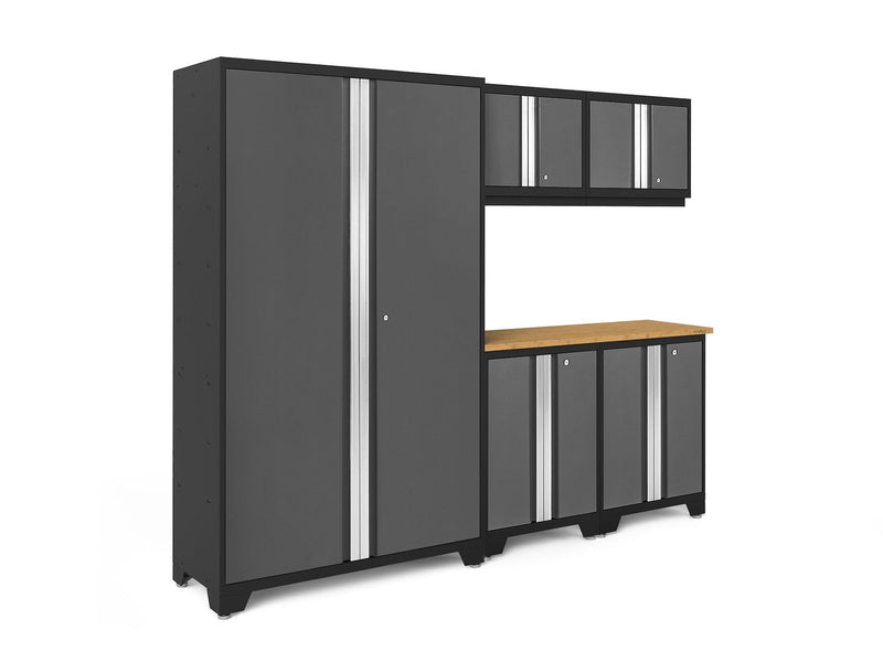 Bold 3.0 Series 24-Gauge Steel Garage Cabinetry Set with Bamboo Top, Partial Assembly, 96-in x 18-in x 72-in, 6-pc N9961