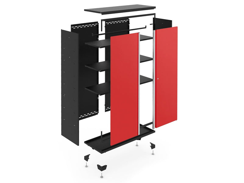 Bold Series 24-Gauge Steel RTA Storage Locker with 3 Shelves, Black/Red, 30-in N645