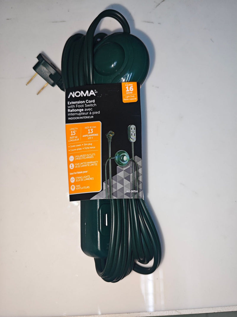 14-ft 7-in 16/2 Indoor Extension Cord, ON/OFF Foot Switch, Green K3533