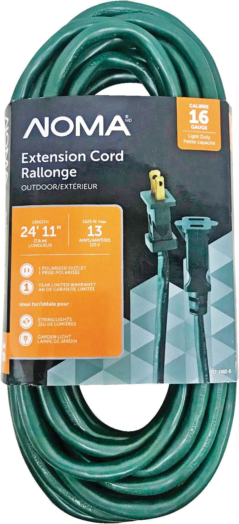 24-ft 11-in 16/2 Outdoor Extension Cord with 1 Outlet, Green V8187