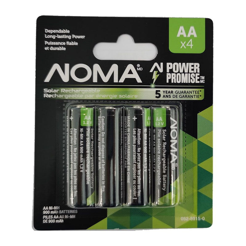 900mAh AA Solar Rechargeable Batteries, 900mAh, 4-pk G4145
