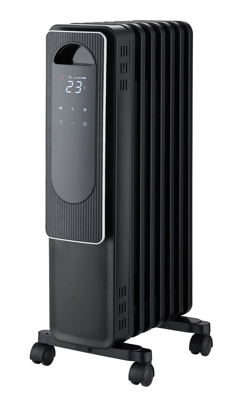 Digital Electric Oil-Filled Radiator Heater with Remote Control, 1500W, Black L1611