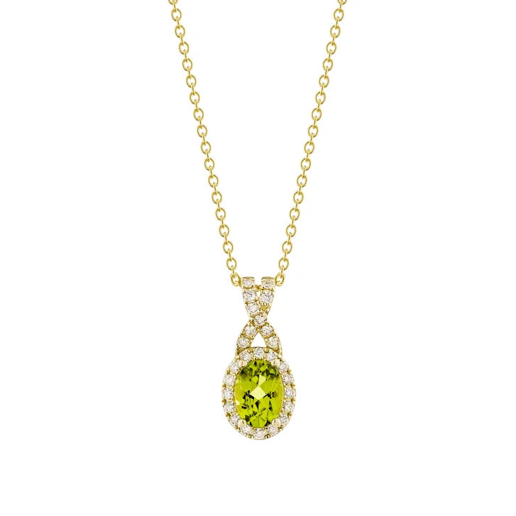 Oval Shaped Peridot and Diamond Earrings (0.30 ctw)