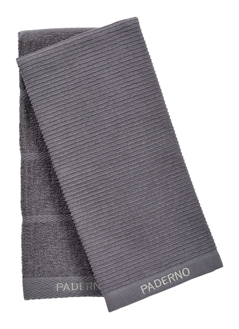 All-Purpose Ribbed Cotton Terry Kitchen Towels, Charcoal, 2-pk H6211