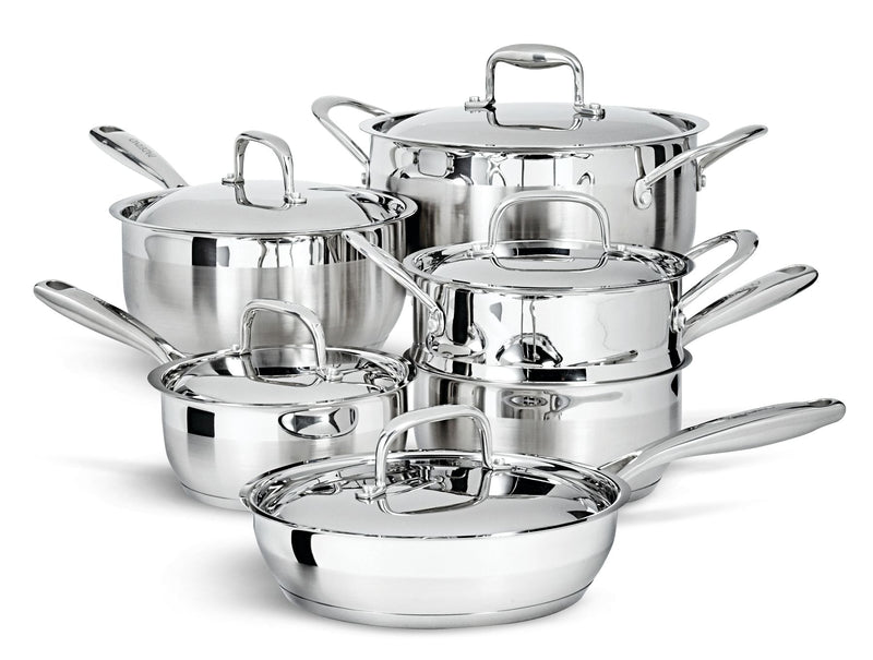Canadian Classic Stainless Steel Cookware Set, Dishwasher & Oven Safe, 11-pc E6292