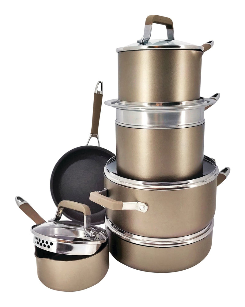Classic Cookware Set, Non-Stick, PFOA-Free, Oven Safe, Champagne Bronze, 12-pc B8447