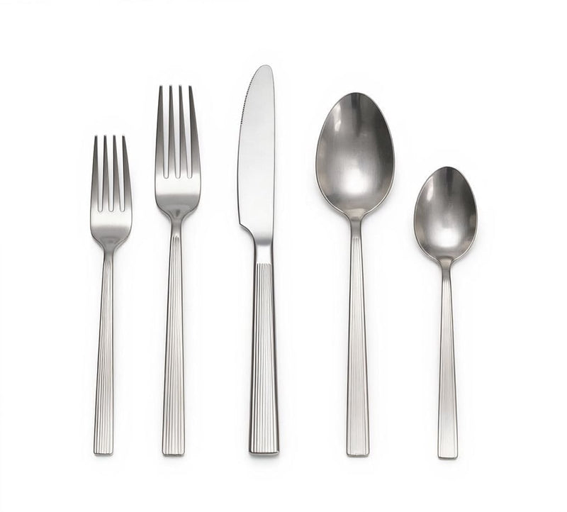 Pinette Refined Rib Mirror Finish Stainless Steel Flatware Set, Serves 12, 60-pc C2756