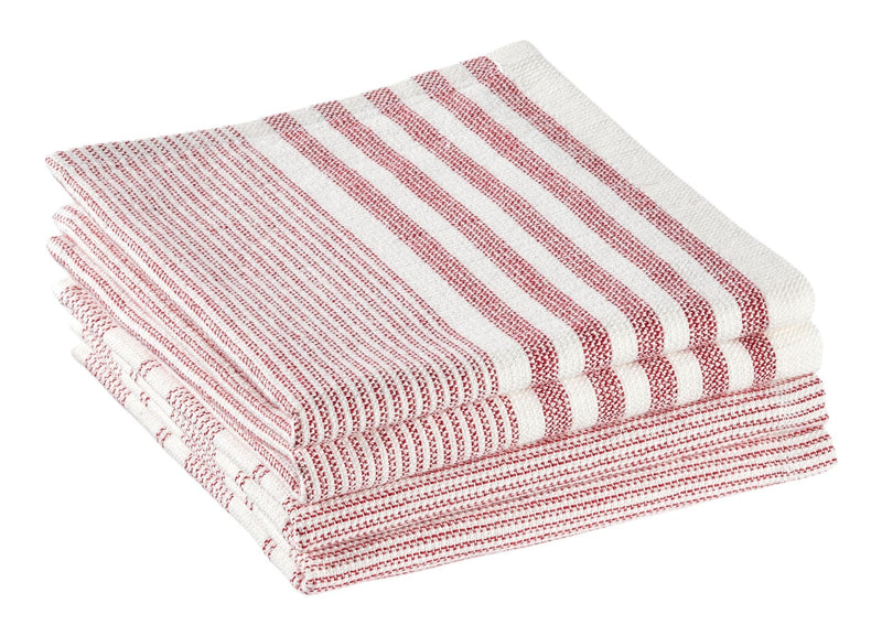 Striped Cotton Terry Square Dish Cloths, Red, 4-pk D761