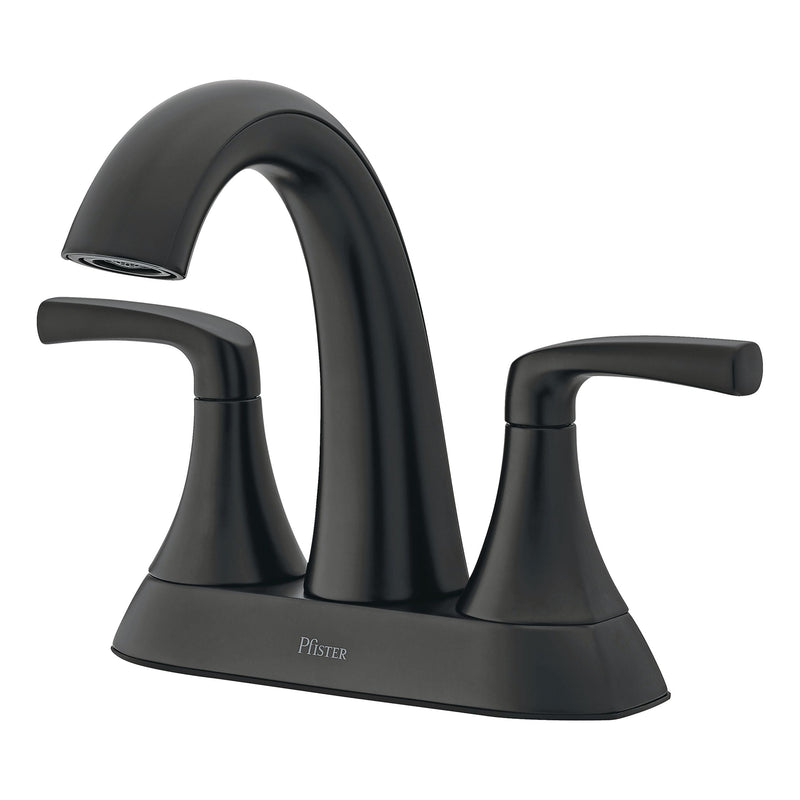 Rancho Double Handle 4-in Centreset Bathroom Sink Faucet Push & Seal Drain, WaterSense Certified, Matte Black B7593