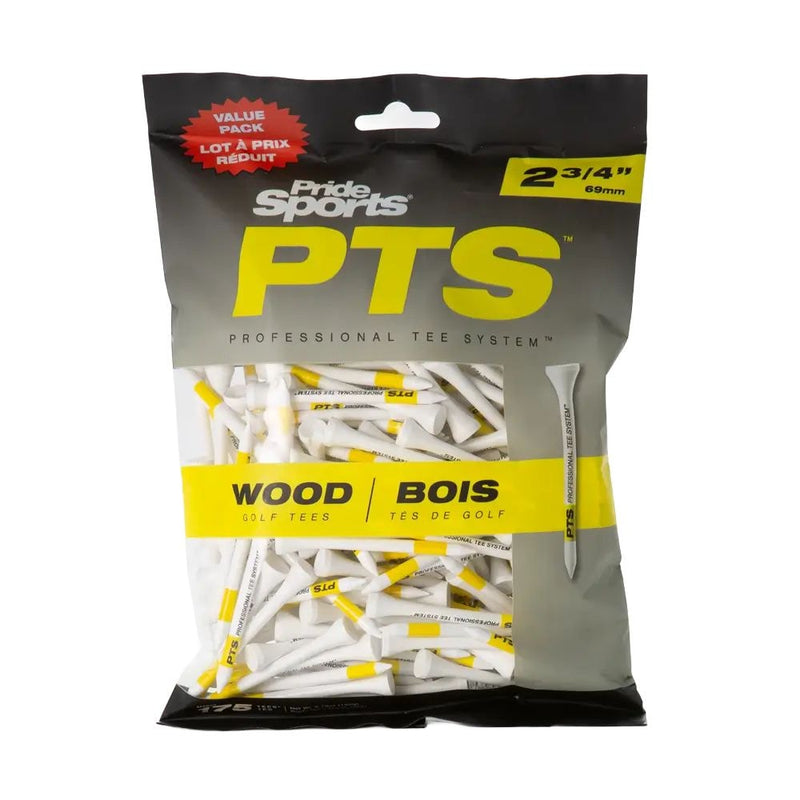 Pride Professional Tee System ProLength Wood Golf Tee, 2-3/4-in Yellow on White, 175-pk H7037