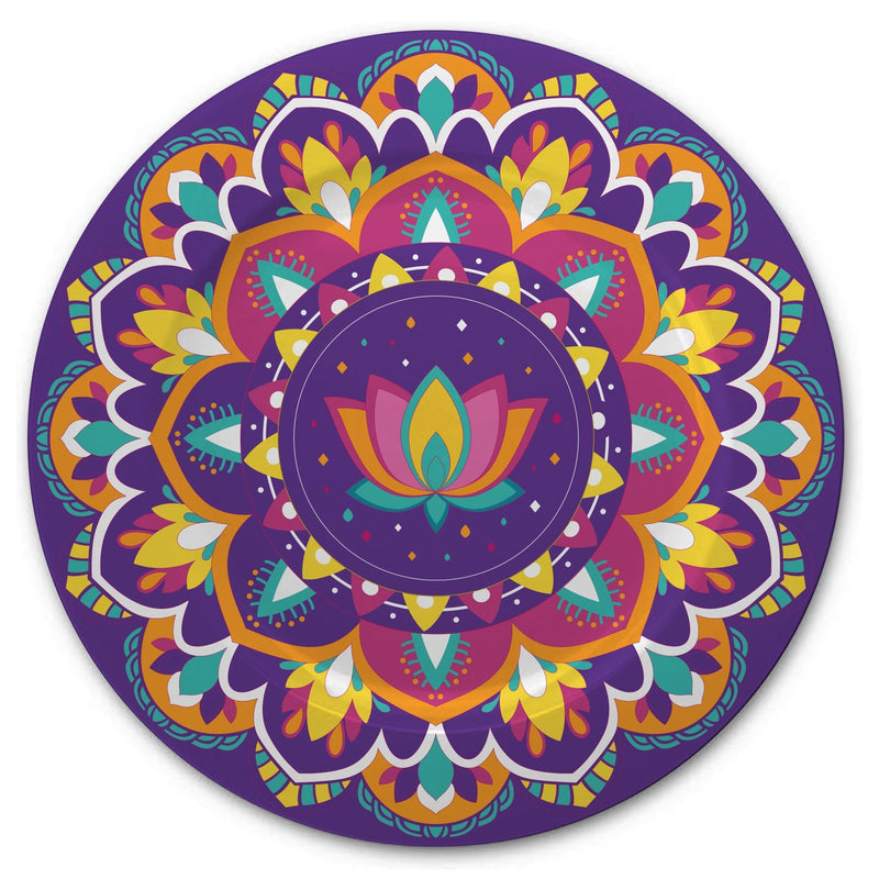 Patterned Plastic Reusable Serving Platter, Multi-Coloured, 13.5-in, for Diwali N3094