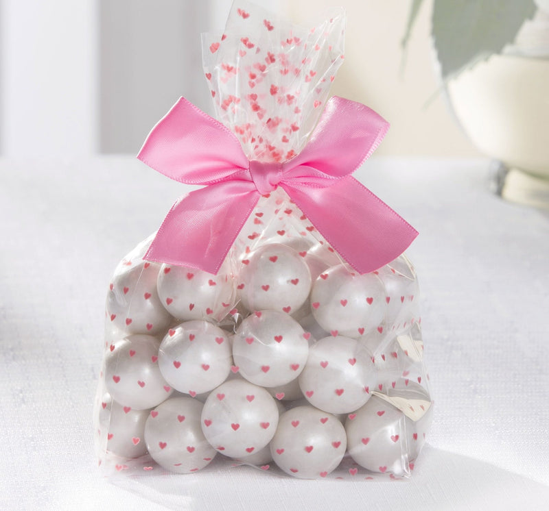 Rectangle Cello Treat Party Bags, Pink/Clear, Hearts, 10-in, 12-pk, for Gender Reveal/Baby Shower Y3888