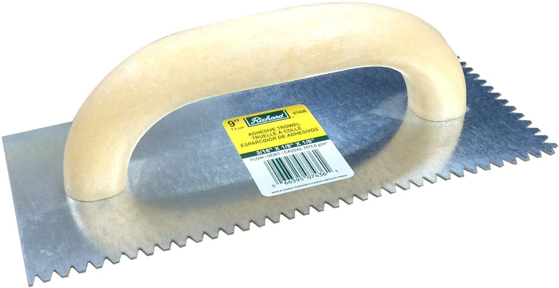 Steel Flat Top V-Notch Adhesive Trowel For Ceramic Tile/Flooring, 3/16 x 1/8-in E5992