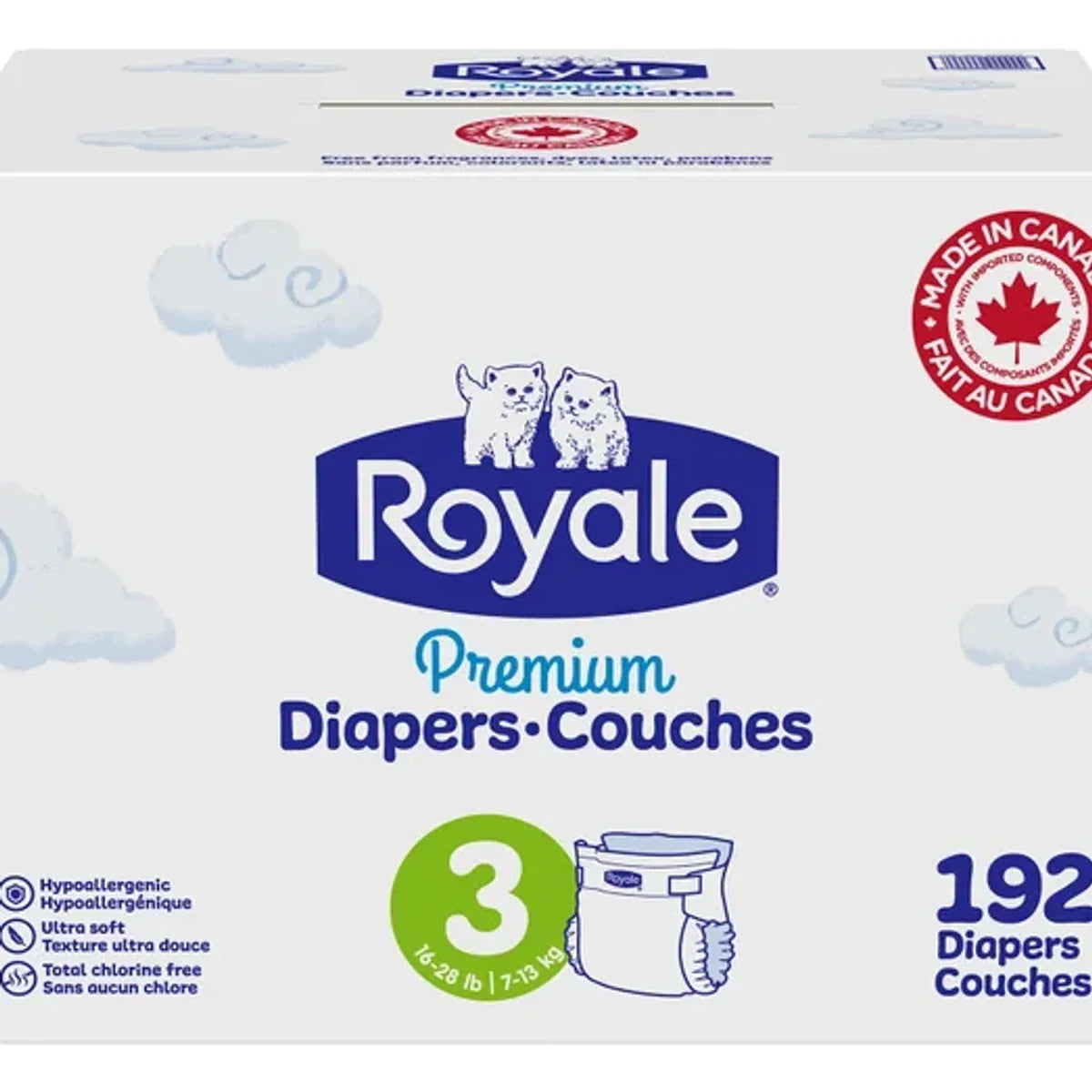 Royale Premium Baby Diapers, Sizes 3 - 6