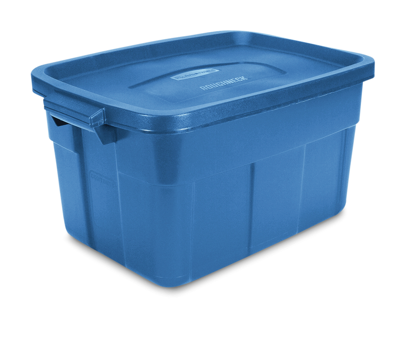Roughneck Stackable Storage Box with Lid, 53-L, Blue Q2981