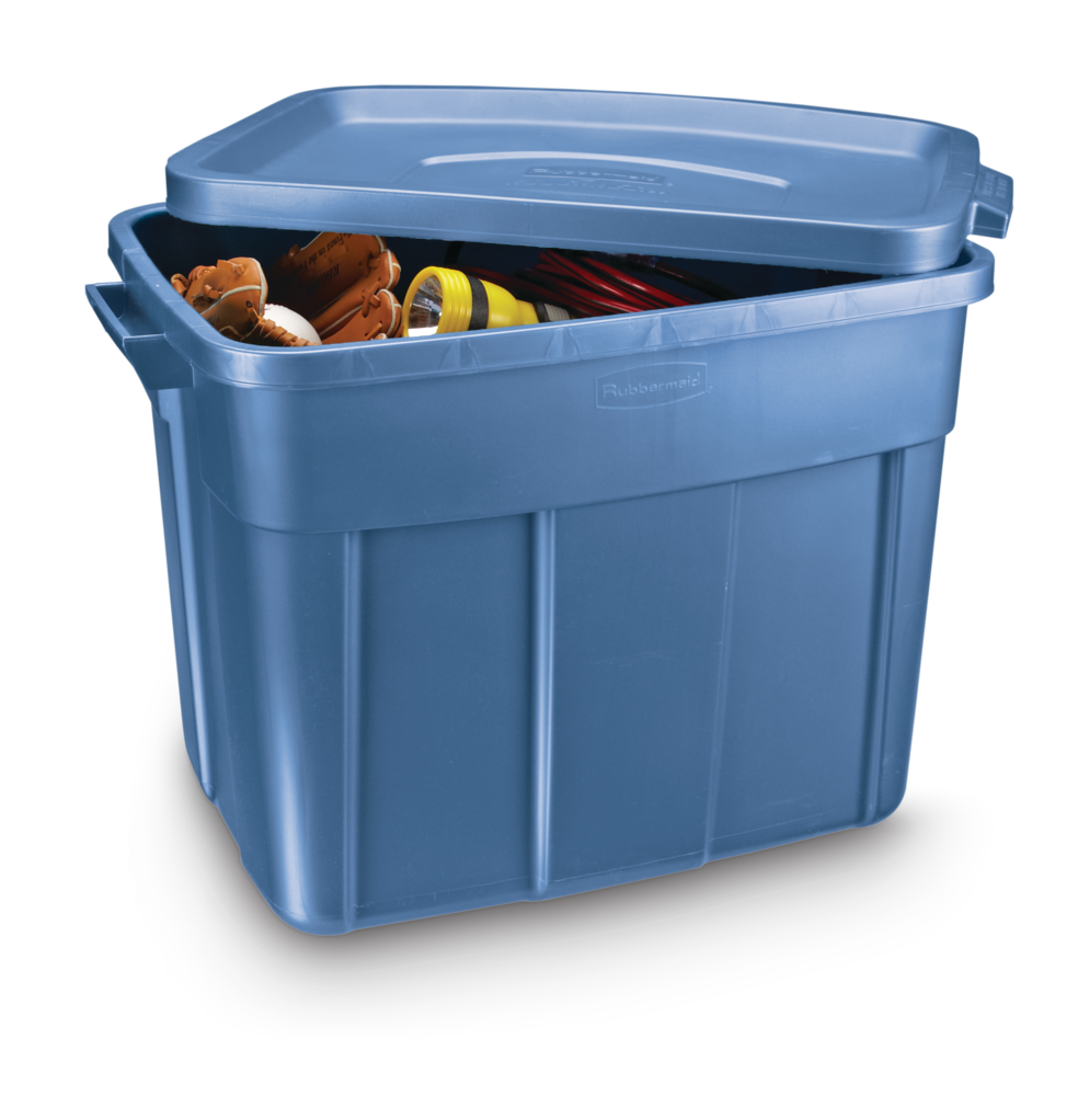 Roughneck Stackable Storage Box with Lid, 68-L, Blue