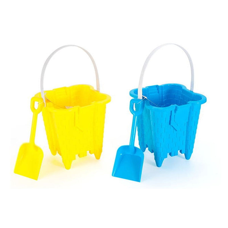 Sand Castle Bucket & Shovel Set, Blue/Green/Red/Yellow, Assorted, Ages 2+, for Beach/Pool Fun Activities I3745