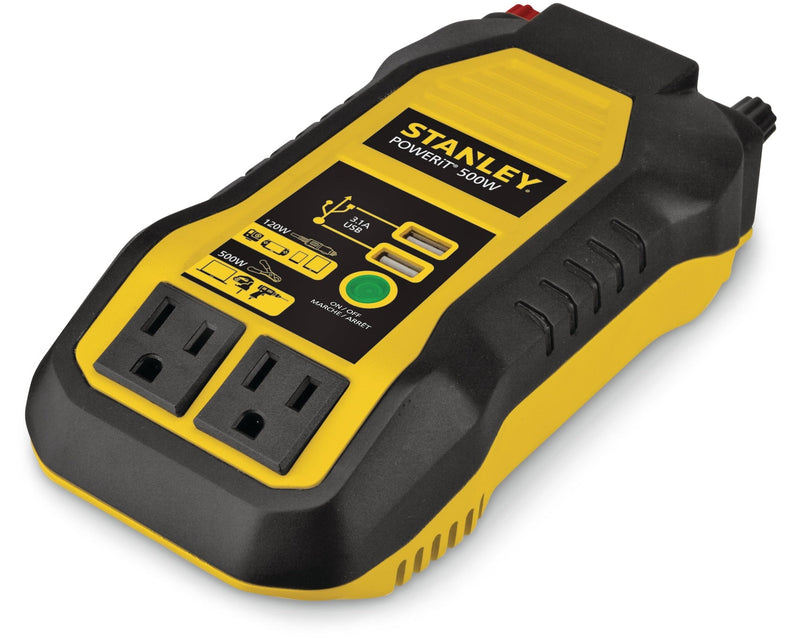500W Inverter & Power Outlet with Battery Clamps, USB Ports, 12V DC Adapter C4584