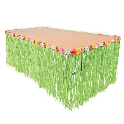 Summer Green Grass Hawaiian Table Skirt, 9-ft B1071