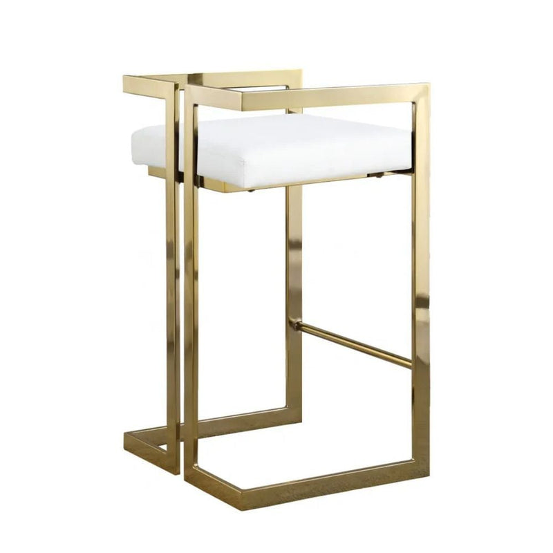 White Cushioned Harvey Stool with Gold Frame C9050
