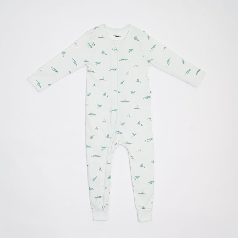 Whale Print Premium Organic Cotton Play and Grow Rib Foot Zippy, Various Sizes M9340