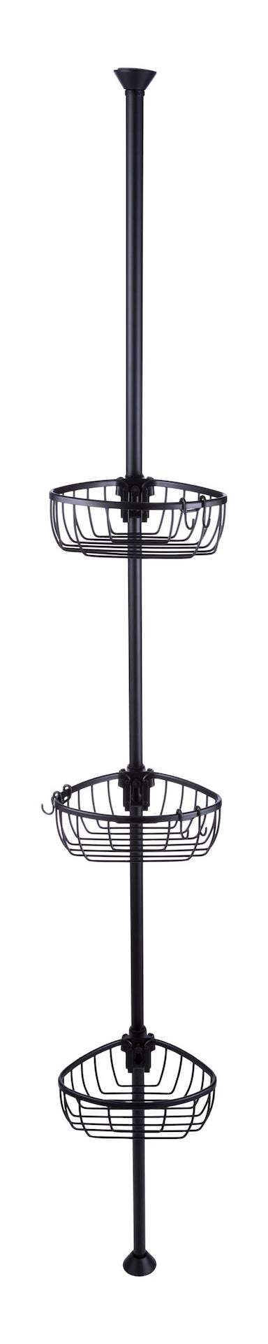 Adjustable 3-Basket Rust-Proof Aluminum Shower Pole Caddy, Various Colours W3315