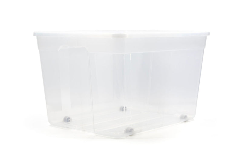 Clear Storage Tote with Wheels, 80-L M5833