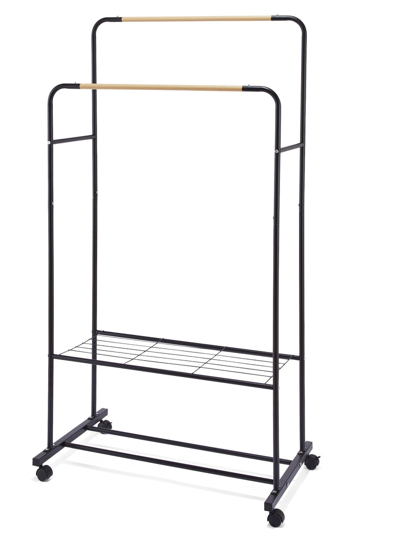 Double Hanging Rail Garment Rack with Rolling Castors M4425