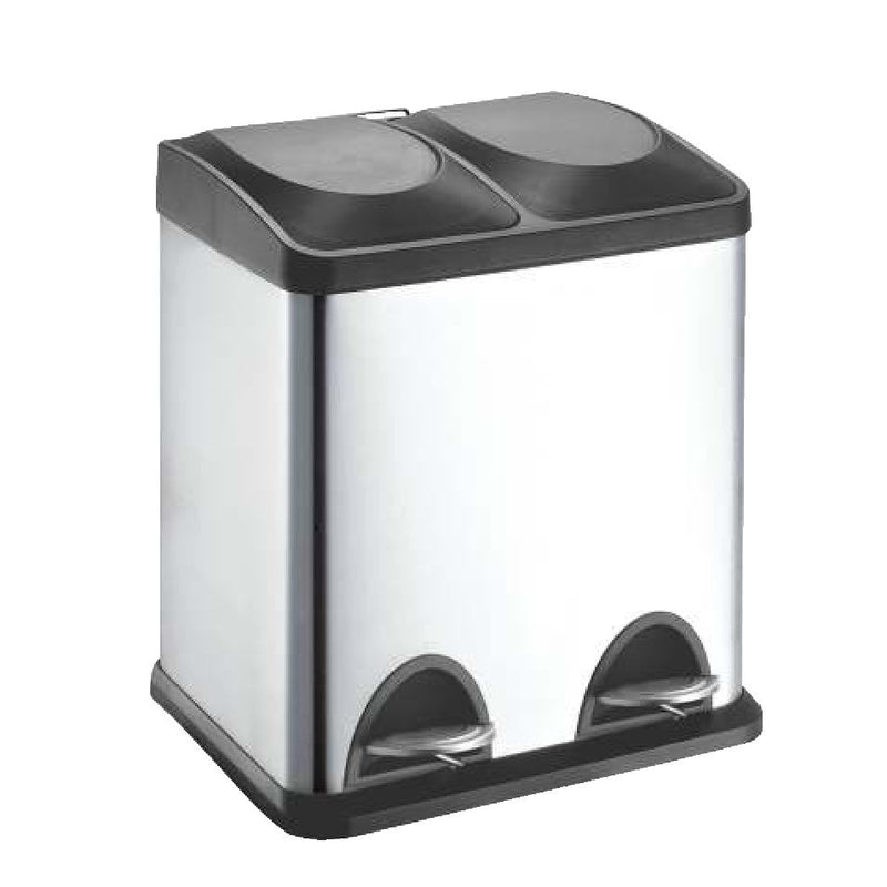 Stainless Steel Rectangular 2-Compartment Garbage Can, 2 x 15-L F8597
