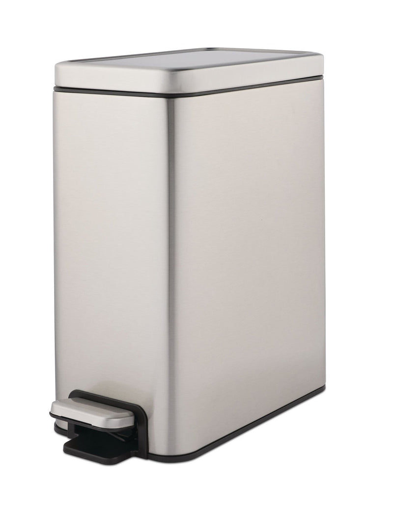 Stella Slim Stainless Steel Rectangular Step Indoor Refuse Container, 10-L O7112