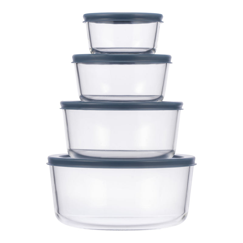 Round Glass Food Storage Container Set with Lids, 8-pc F474
