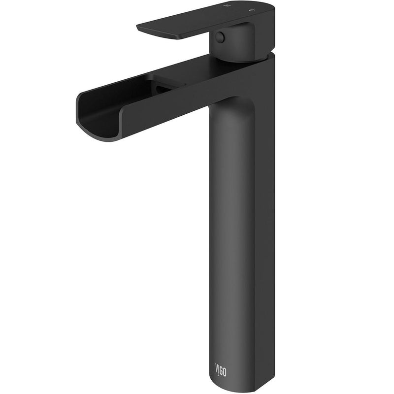 Amada Single Handle Vessel Sink Bathroom Faucet, Matte Black X6080