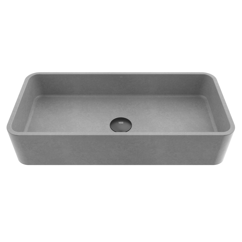 Palazzo Gothic 24x11-in Deep Grey Bathroom Sink/Basin with Rectangular Vessel G1794