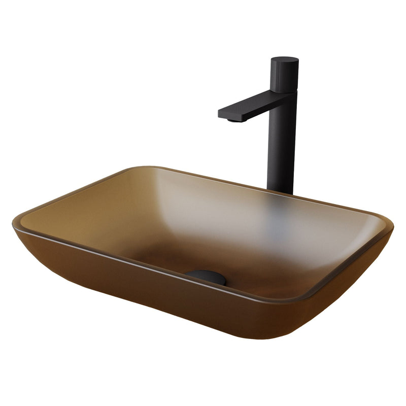 Sottile Amber Bathroom Sink/Basin Set with Gotham Faucet and Glass Vessel Q9133