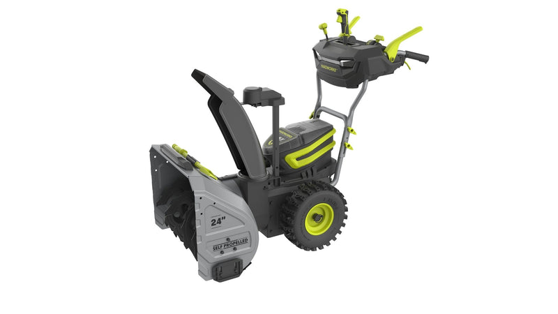 96V 24-in Two-Stage Brushless Self-Propelled Cordless Electric Snow Blower with 2x8Ah Batteries & 2x4A Chargers G2348
