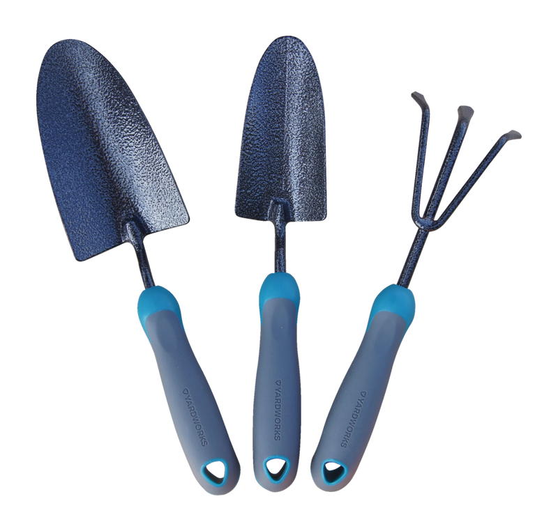Carbon-Steel Garden Tool Set with Rubber Handles, Hammertone Finish, 3-pc C7569